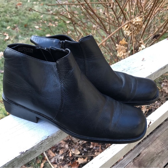 Etienne Aigner Shoes - Etienne Aigner Womens Black All Upper Leather Square Toe State Ankle Booties 8.5